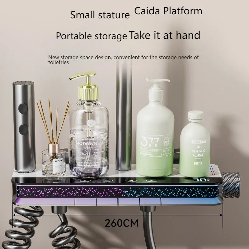 Digital Display Shower Set with Starry Sky Atmosphere Light  Bathroom Shower System Modern Bath Faucets Shower Head