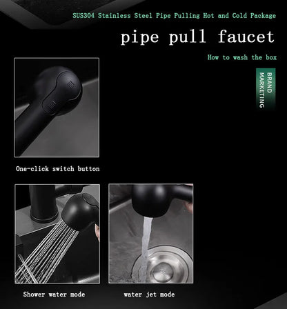 kitchen sink Black nano-sink single-slot household hand-washing basin kitchen large 304 stainless steel sink sink bowl