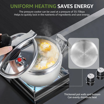 Small Pressure Cooker 3 Litre Pressure Canner with Safety Valve Suitable for All Hob Types Multipurpose Pressure Cooker Pot.