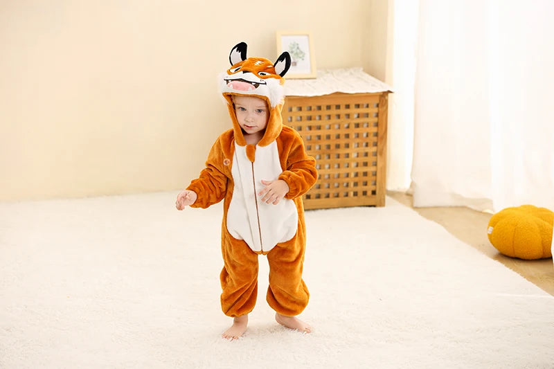MICHLEY Winter Baby Strampler Mit Kapuze Flanell Cosplay Kleinkind Infant Kleidung Insgesamt Bodys Overall Kostüm Für Kinder Mädchen Junge