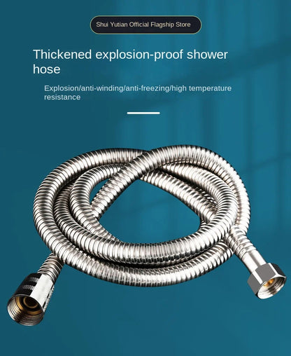 Shower Hose 1.5/2M Black/Silver Flexible Shower Hose Stainless Steel Long Bathroom Shower Pipe Extension Bathroom Accessories