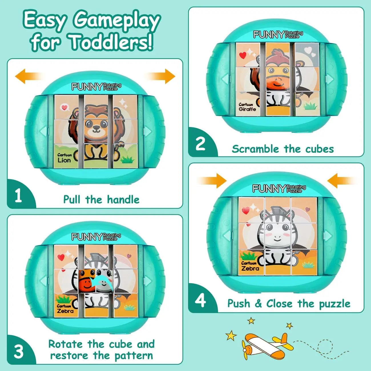 4IN1 Rotating Puzzle for Kids Fidget Toys 3 4 5 6 7 8 Year Old 4 Puzzles in 1  Fine Motor Skills, Gift for Boys & Girls Ages 3+.