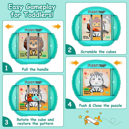 4IN1 Rotating Puzzle for Kids Fidget Toys 3 4 5 6 7 8 Year Old 4 Puzzles in 1  Fine Motor Skills, Gift for Boys & Girls Ages 3+.