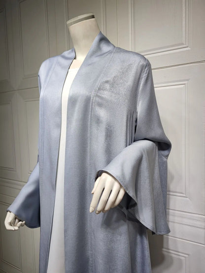Eid Ramadan Open Abaya Dubai Luxury Elegant Ruffle Sleeve Solid Color Shawl Cardigan Kebaya Kaftan Robe Clothing Caftan Femme