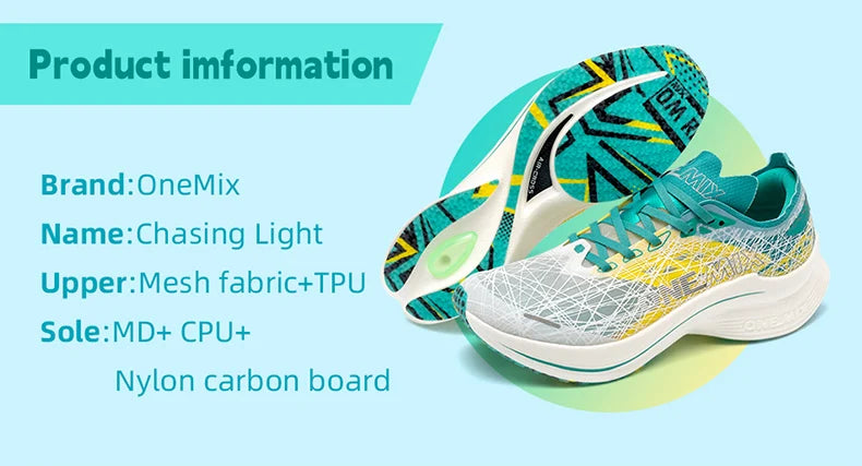 ONEMIX Marathon Carbon Plate Running Shoes Shock Absorption Ultra-light Sports Shoes Rebound Technology Outdoor Men Sneakers.