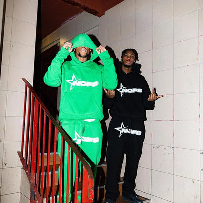 Y2K Herrenbekleidung Buchstaben Grafik bedruckt 2-teiliges Set Trainingsanzug Herren Kapuzenpullover + Freizeithose Sportbekleidung Anzug 2024 Neu.