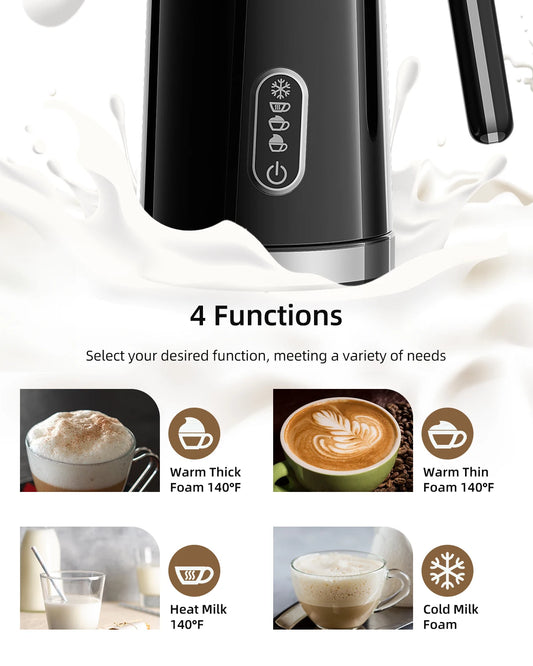 BioloMix,4 in 1 Automatic Hot and Cold Milk Frother Warmer for Latte, Foam Maker, Hot Chocolates, Cappuccino.