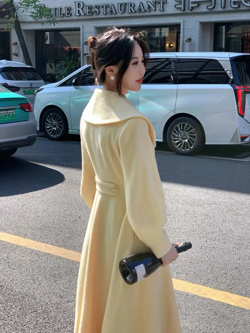 Mode frauen Lange Mäntel Winter Neue Oberbekleidung Revers Zweireiher Laterne Hülse Solide Vintage Chic Woolen Mäntel.