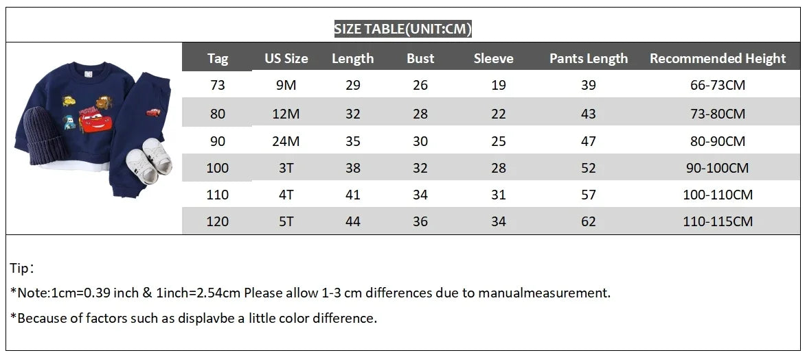 Korean Baby Clothing Sets Spring Autumn Toddler Boy Girl Cartoon Car Lightning Mcqueen Tracksuit Pullover Pants 2PCS Suit Outfit.
