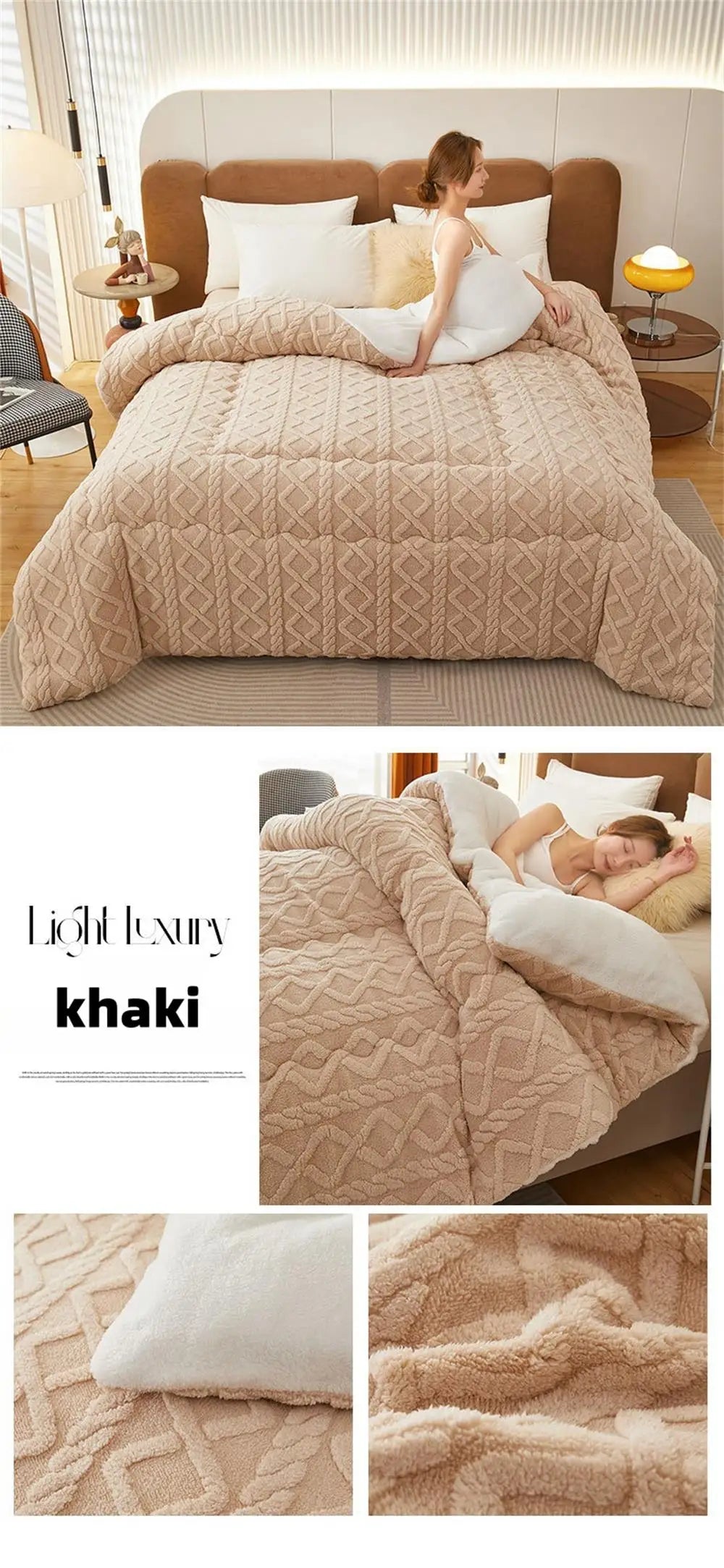 New Super Thick Winter Warm Blanket for Bed Artificial Lamb Cashmere Weighted Blankets Soft Comfortable Warmth Quilt Comforter