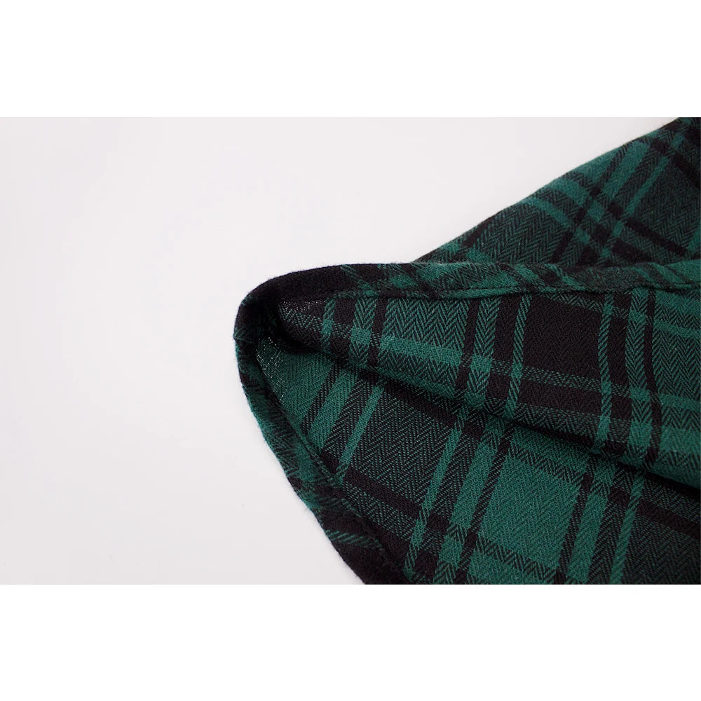 SISHION 2025 Autumn New A Line Swing Buttons Long Midi Vintage Skirt SS0037 Red Green High Waist Plaid Skirts for Women Jupe.