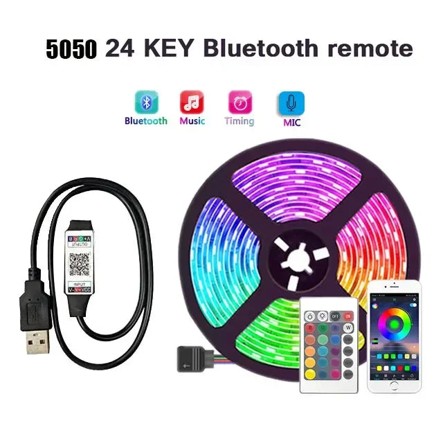 Smart Led Streifen Licht 5050 RGB USB 5V Bluetooth APP Fernbedienung Led Band Diode Flexible Band Lampe für TV Festival Hintergrundbeleuchtung.