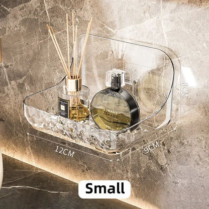 Kein Bohren, Acryl-Badezimmerregal, Wandmontage, Dusch-Organizer für Shampoo, Kosmetik, platzsparendes WC-Aufbewahrungsregal, Eckregal