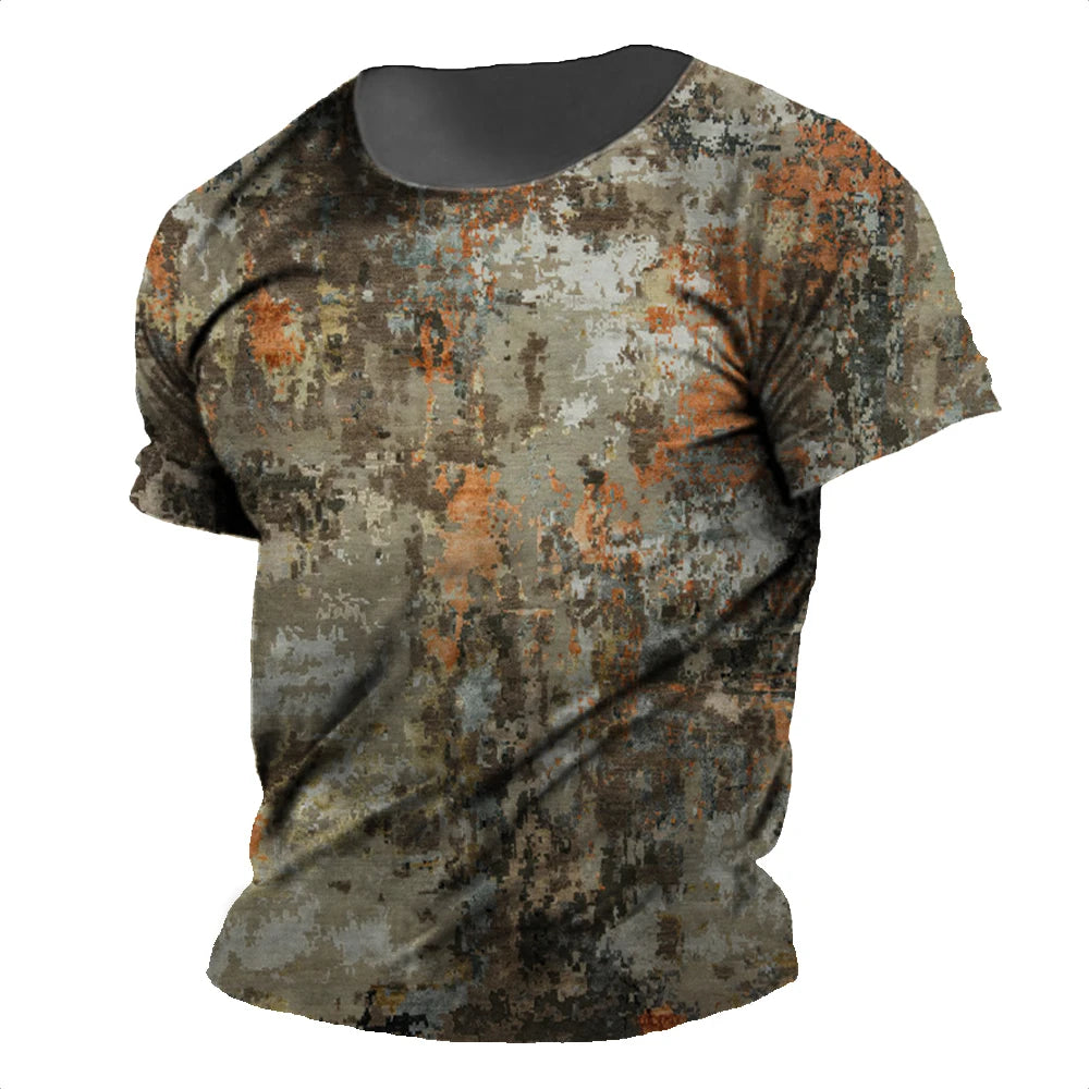 Vintage Printed Men's T-shirt Daily Striped Shirt Summer Round Neck Short Sleeve Tees Oversized Sweatshirt Male Cheap Clothing.