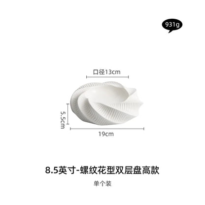 White Ceramic Dining Plate Dinner Steak Hotel Restaurant Main Course Dessert Home Kitchen Tableware.