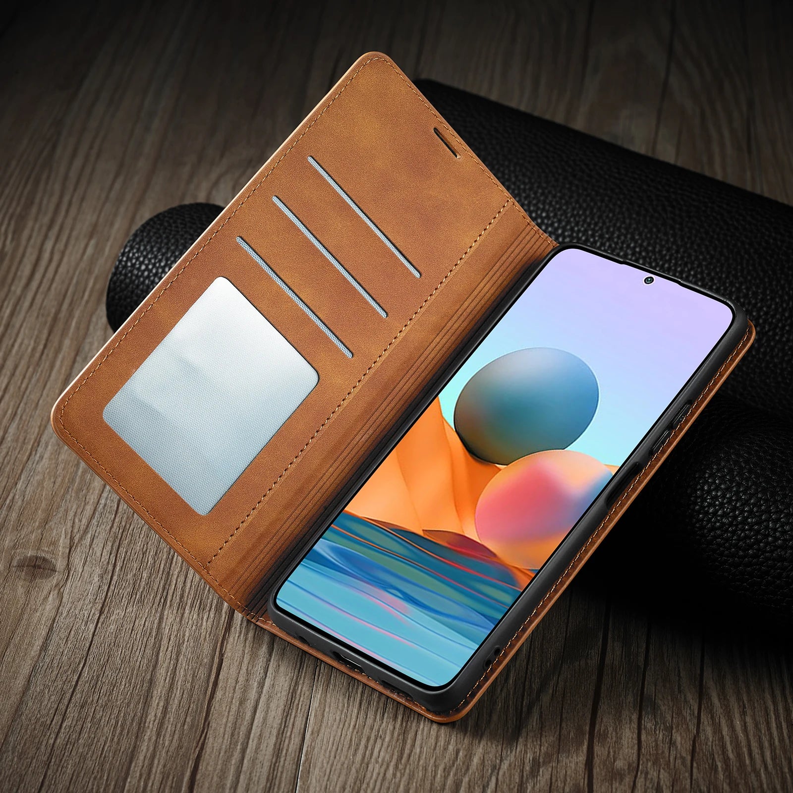Leather Flip Phone Case For Xiaomi Redmi Note 12S 11S 10S 9S 12 11 10 12 8 7 Pro Plus 5G 12C 10C 10A 9A 9C Card Wallet Cover.