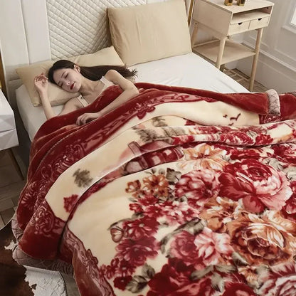 Double Layer Plush Blanket Winter Warm Comfortable Quilt Household Multiple Sizes Soft Comfortable Sheet 4 Season