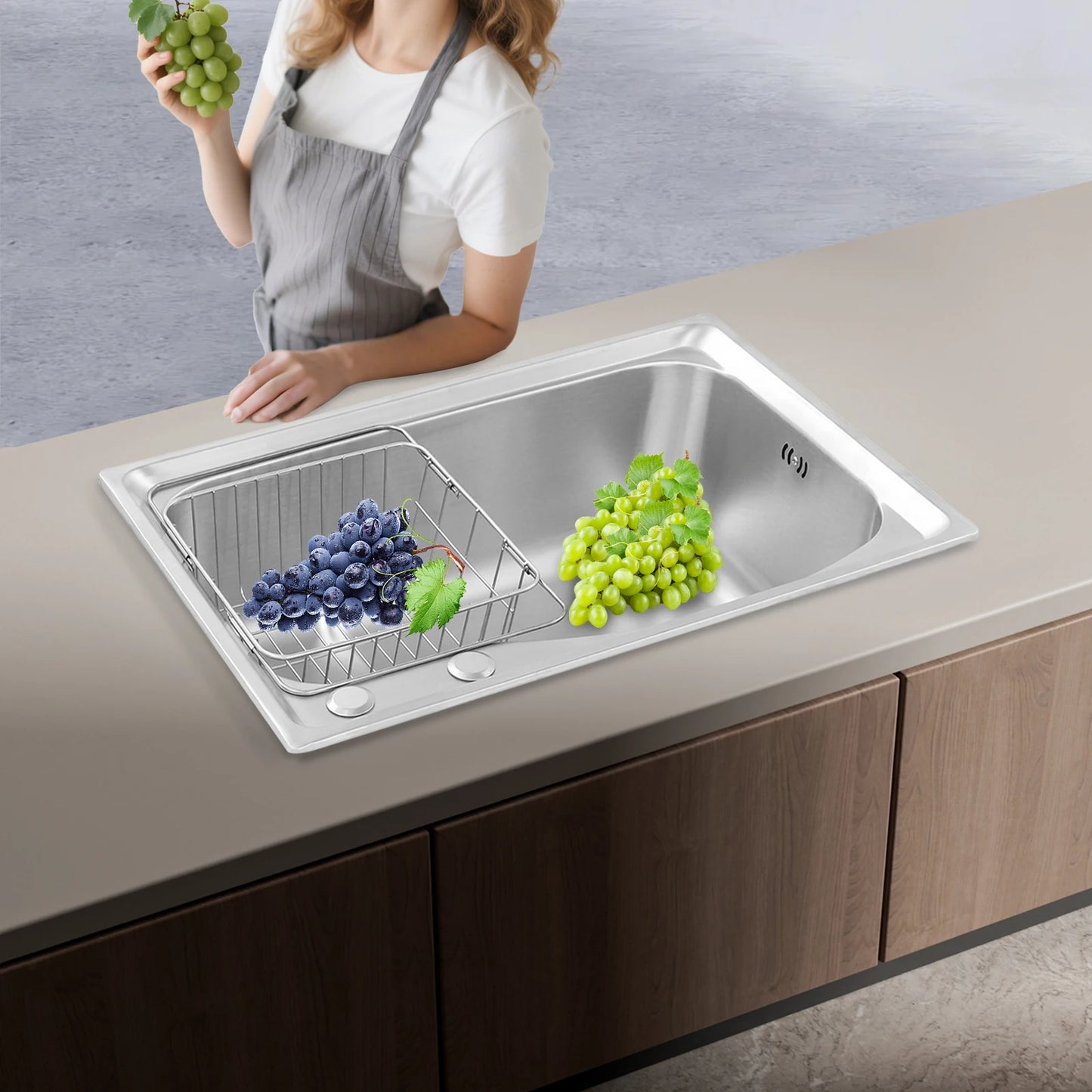 25,59 * 17,32 * 7,87 Zoll Küchenspüle-Set aus Edelstahl, multifunktional, zum Händewaschen, Reinigen von Lebensmitteln