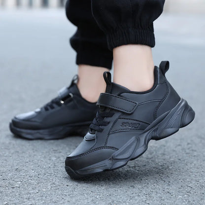 Children Shoes Kids Casual Sneakers Black Pu Leather Sports Shoes for Boy Girls White Shoes School Running Tennis Sneaker.