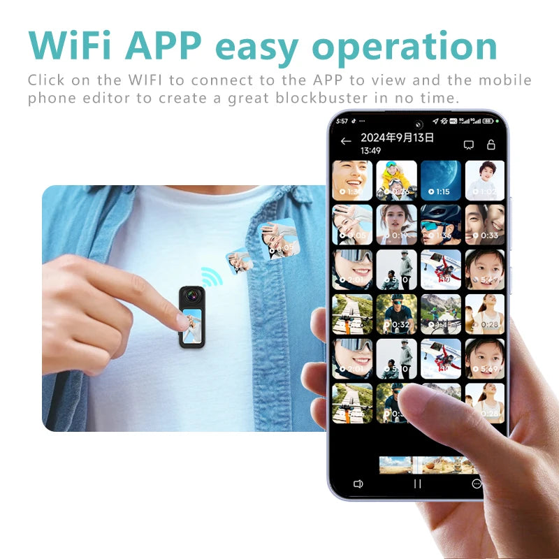 Small Action Camera Sports Cam Bodycam Rotating Lens Go WiFi Digital Pro Video Runcam Instant for Hero 10 11 12 13 Photography.