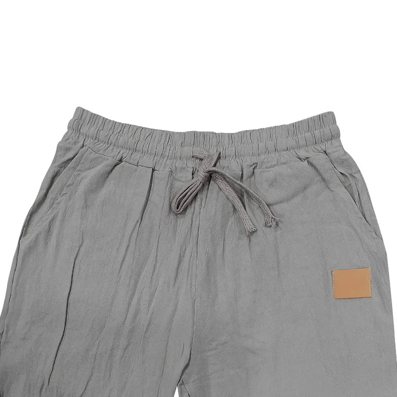 Frühling Sommer Dünne männer Casual Leinen Hosen Strand Stil Kordelzug Gerade Bein Lange Hosen Hochwertige Bequeme Passform