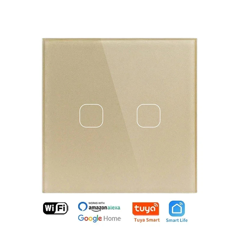 Smart Switch ohne Neutralleiter 1 2 3 4 Gang Wifi Wandleuchte Touch-Schalter Eu 220 V Tuya Smart Home unterstützt Alexa Google Home