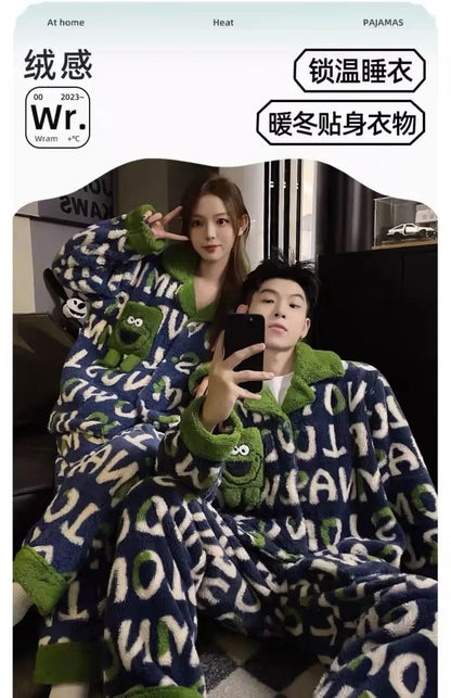 Winter Fleece-gefüttert Verdickte Korallen Fleece Pyjamas Für Männer Lange Plüsch Geeignet Für Oberbekleidung Hause Tragen Paar Pyjamas Set für.