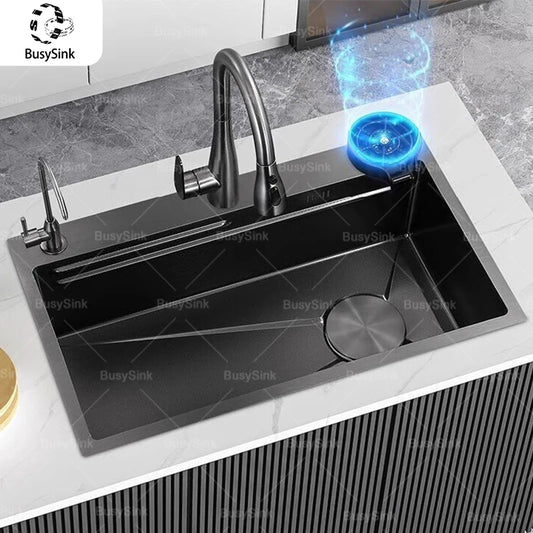 Gray Stainless Steel Kitchen Sink Large Single Slot Multifunctional Nano Honeycomb Embossed Wash Dish Basin Undermount Basin