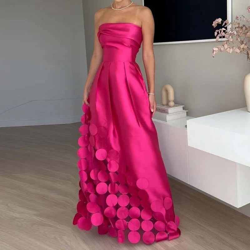 Sexy, elegant, schulterfrei, Satin, gespleißt, aushöhlen, Partykleid, Damen, Sommer, rückenfrei, rot, schick, Bankett-Abendkleider, 2025, neu.