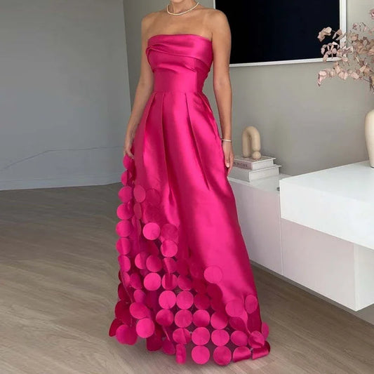 Sexy, elegant, schulterfrei, Satin, gespleißt, aushöhlen, Partykleid, Damen, Sommer, rückenfrei, rot, schick, Bankett-Abendkleider, 2025, neu.