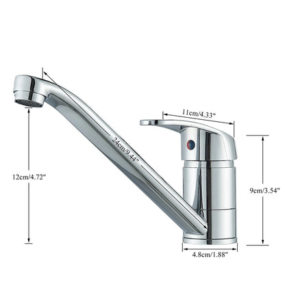 Kitchen Faucets Chrome Deck Mount Bathroom Basin Faucets Single Handle Single Hole Hot and Cold Water