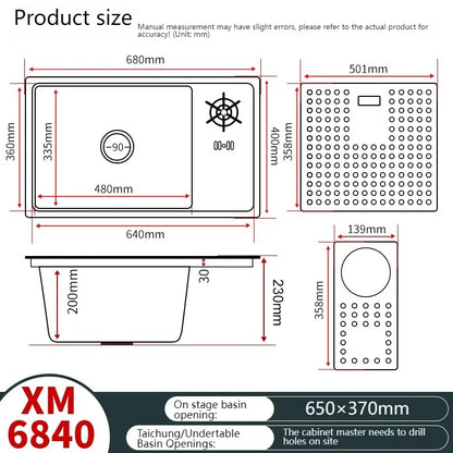 Cup Washer Hidden Bar Kitchen Sink Stainless Steel Invisible Single Sinks with Lid Garden Hotel Apartment Small Basin