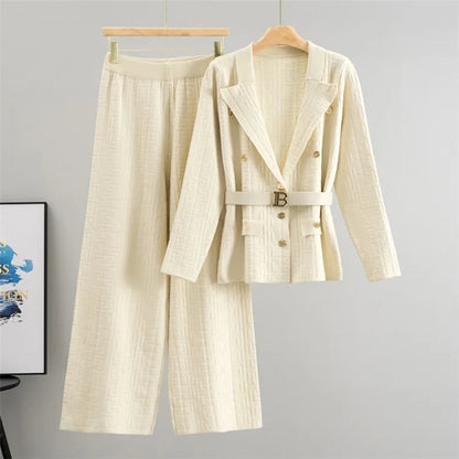 Women Sweater Wide Leg Pant Two Piece Set Muslim Knitted Pullover Casual Knit Outfits Suits Musulman Ensemble Autumn Winter 2025.