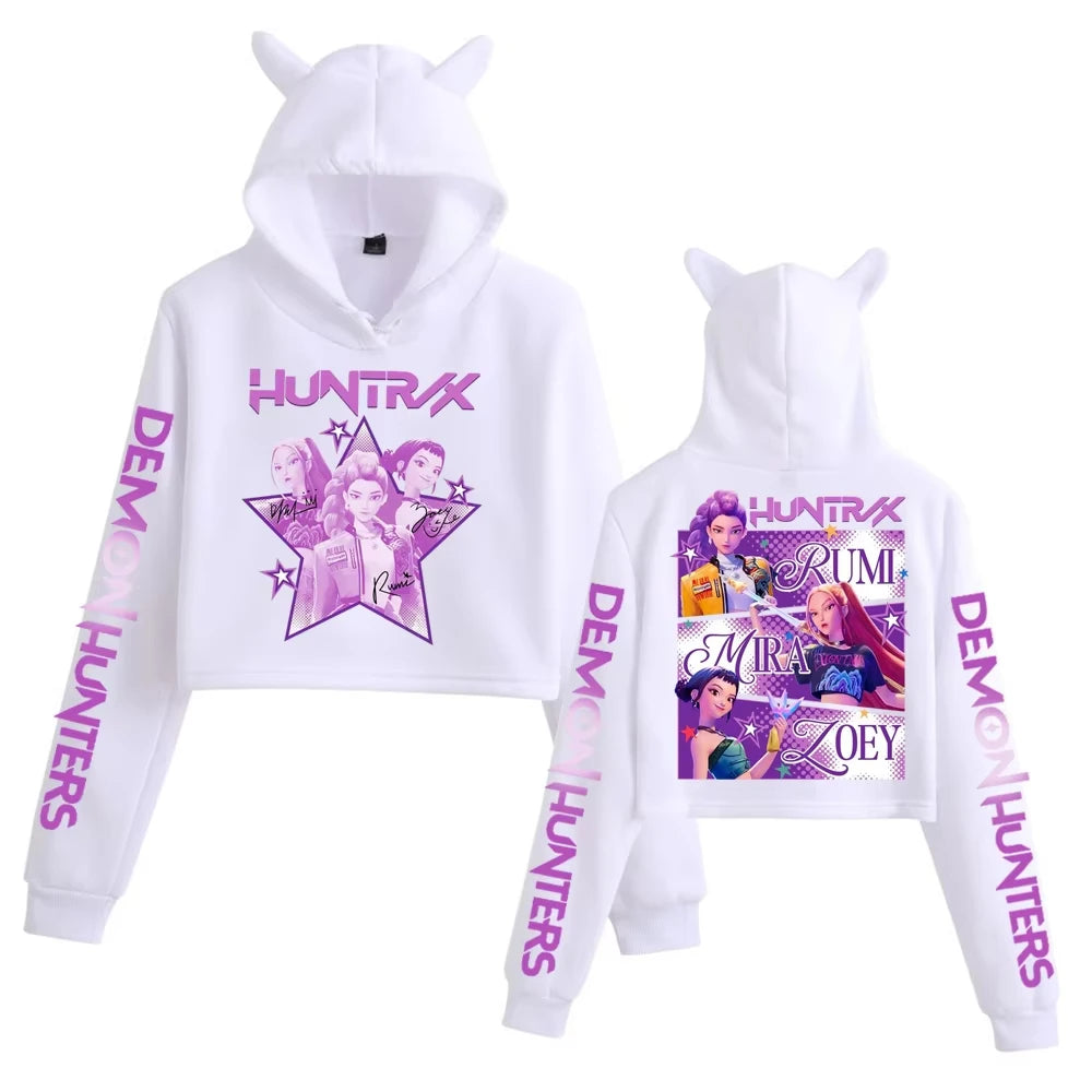 Kpop Demon Hunters Fanmerch Mira Rumi Zoey Huntrix 2025 New Hoodie Cat Ears Sweatshirt Long Sleeve Girls Women Fashion Cute tops.