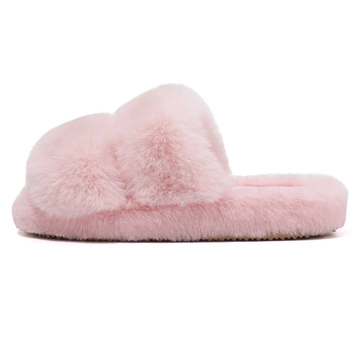 Evshine New Open Toe Fluffy Slippers Indoor Warm Fur Female Slides Fashion Plush Women House Shoes Women Winter Fuzzy Slippers.