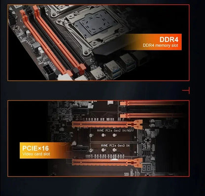 SOYO NEW X99 Dual CPU Motherboard Kit lntel Xeon E5 2680 V4&DDR4 64GB (4*16GB) LGA2011-3 M.2 NVME for Desktop Gaming Computer.