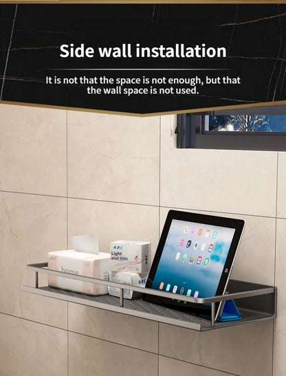 60 cm Breite, verbessertes WC-Aufbewahrungsregal/Badezimmer-Shampoo-Regale, Kleiderbügel, Duschregal, Kleiderbügel, Eckregal