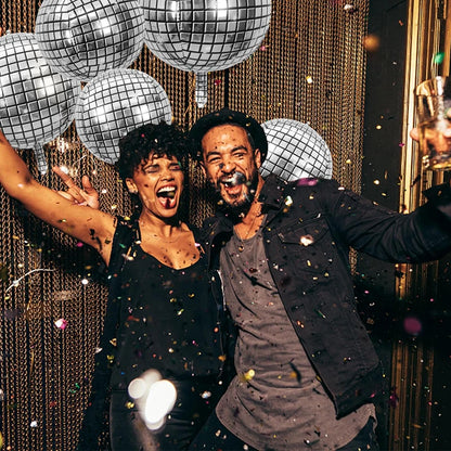 6/12 Stück 22 Zoll Discokugel Folienballons Metallic Silber 4D Ballon für 70er Jahre Disco Geburtstagsfeier Hochzeit Dekoration Lieferungen.