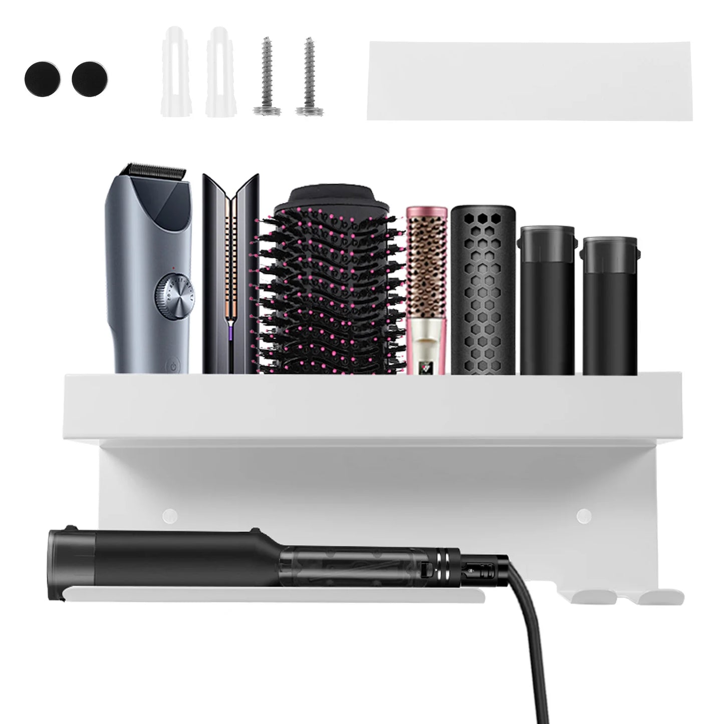 Haartrockner-Halter, Wandmontage, Aufbewahrungsregal, Dyson Airwrap-Halter mit speziellem Steckerschlitz, Haarpflege-Werkzeug, Badezimmer-Organizer