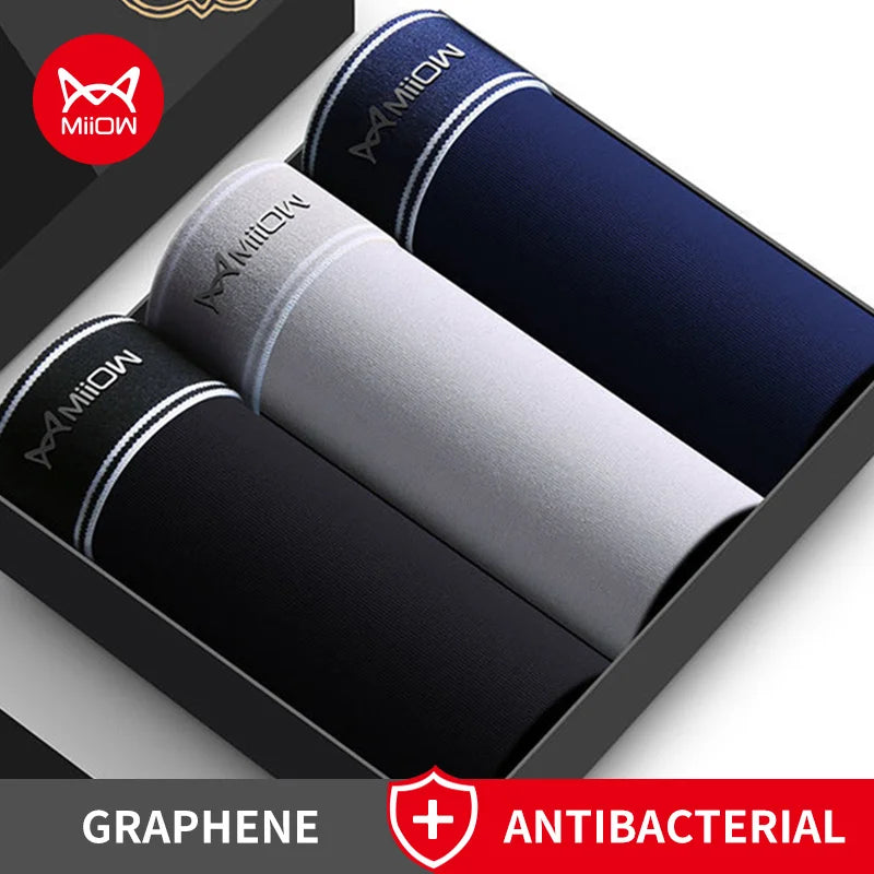 MiiOW 3Pcs Baumwolle Herren Höschen männer Unterwäsche Atmungsaktive Mann Boxershorts Graphene Antibakterielle Männer Unterhose Männer Boxer Trunks