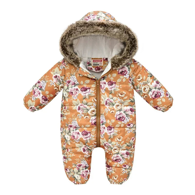 Plus Dicke Samt Bodys Kleidung Winter Baby Wasserdicht Mit Kapuze Einteiliges Mädchen Jungen Overalls Ski Anzug Infant Dicke Warme strampler