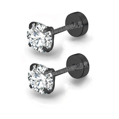 4 Color Top Stainless steel Unisex Women Men Round Crystal Zircon Ear Studs Earrings Piercings Fashion non-allergic Jewelry.