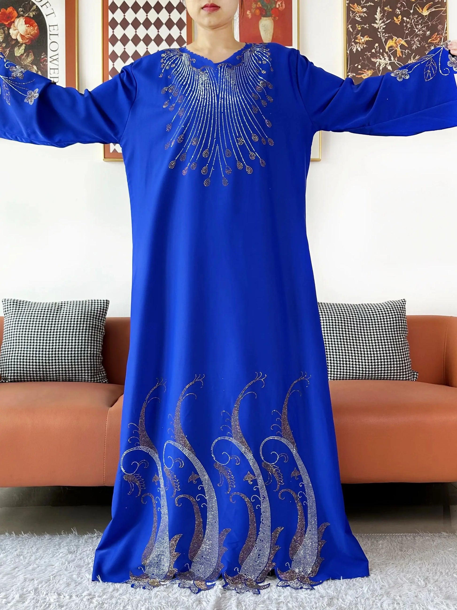 2025Fashion Dubai Diamond Muslim Women Modest Dress Elegant Arabic Femme Hijab Long Sleeve Chiffon Abaya Islamic Turkey Clothing.