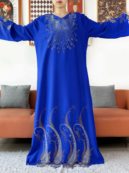 2025Fashion Dubai Diamond Muslim Women Modest Dress Elegant Arabic Femme Hijab Long Sleeve Chiffon Abaya Islamic Turkey Clothing.