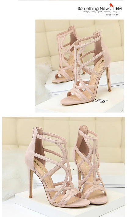 BIGTREE Shoes Roman Style High Heels Woman Pumps Stiletto Heels 11 Cm Women Heels Sexy Party Shoes Hollow Out Women Sandals 2025