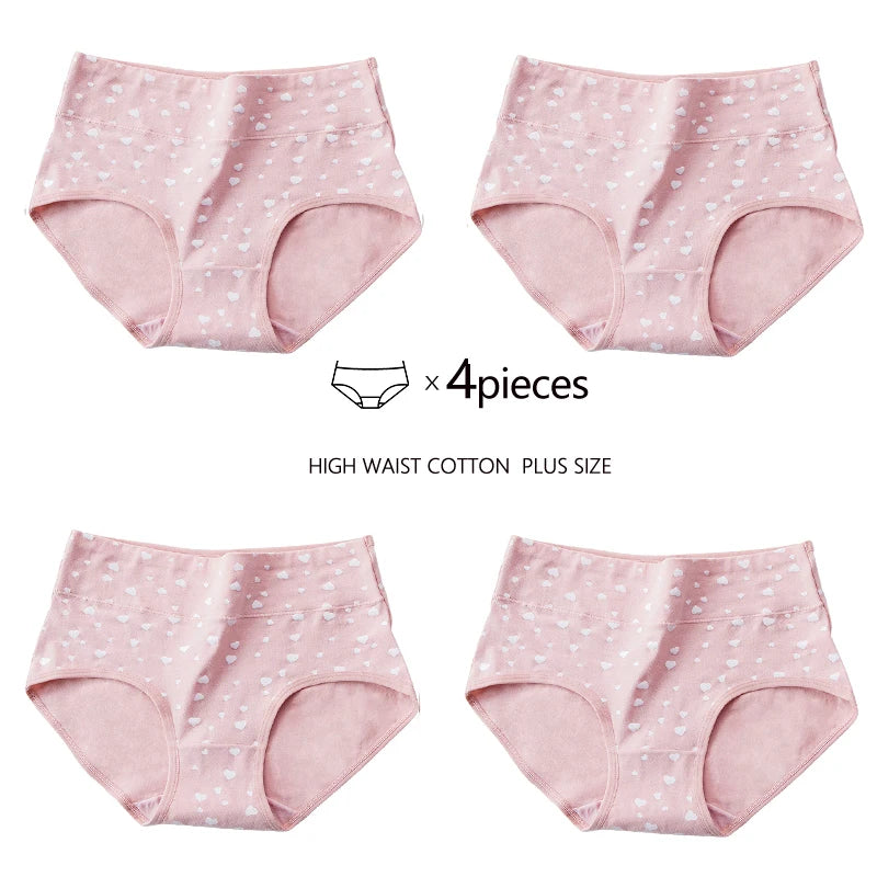 4Pcs Plus Size M-5XL Panties Women Cotton High Waist Slimming Underwear Seamless Girls Briefs Sexy Female Breathable Lingerie