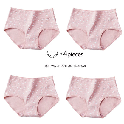 4Pcs Plus Size M-5XL Panties Women Cotton High Waist Slimming Underwear Seamless Girls Briefs Sexy Female Breathable Lingerie