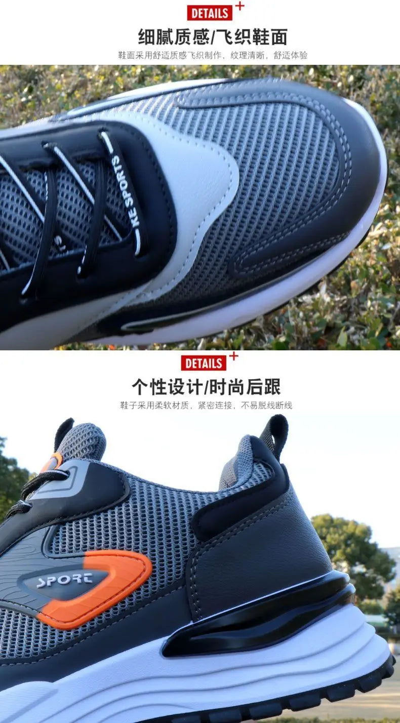 Herren-Laufschuhe, Frühlings- und Sommer-Mesh-Papa-Schuhe mit dicken Sohlen, trendige, lässige Outdoor-Sportschuhe.
