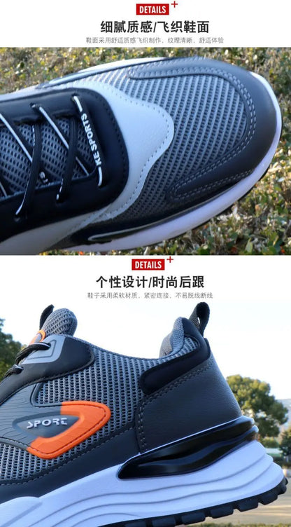 Herren-Laufschuhe, Frühlings- und Sommer-Mesh-Papa-Schuhe mit dicken Sohlen, trendige, lässige Outdoor-Sportschuhe.