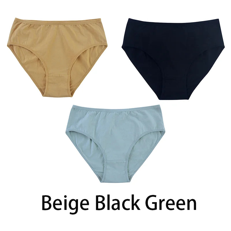 3PCS/Set Women Sexy Seamless Cotton Panties Big Size Underwear Female Underpants Girls 6 Solid Color Soft Briefs Lingerie 8815